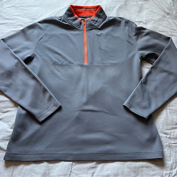 NIKE Jacket Mens Size Large 1/4 Zip Up Gray Orange Lightweight Performance Golf - Picture 1 of 7
